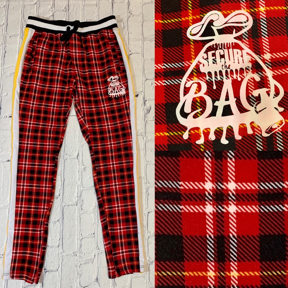 Bleecker & Mercer Plaid Track Pants Secure The Bag